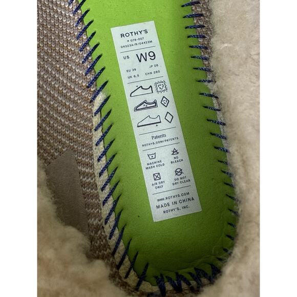 Rothy's The Scuff Slipper Womens 9 Cozy Cat Grey Wool Leopard Sherpa Lined Flats - Picture 9 of 9